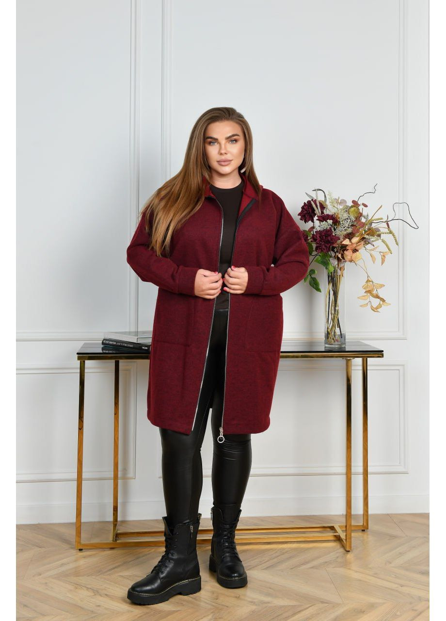 Бордове демісезонне Пальто жіноче кашемірове No Brand