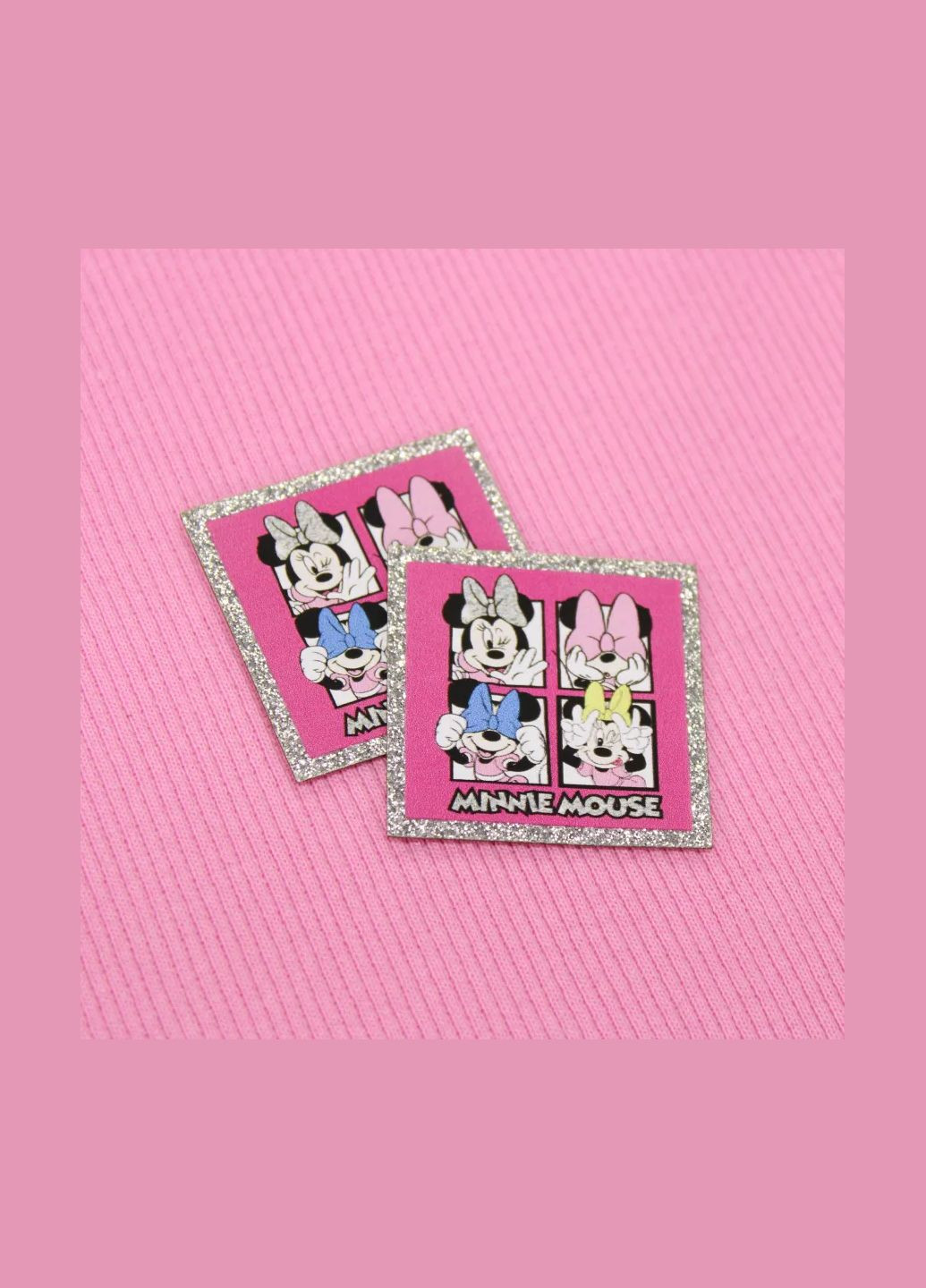 Нашивка из глитера "Minnie mouse" окно 40мм цвет серебряный с розовым (4592) No Brand (335811191)