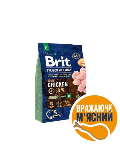 Сухой корм Dog Junior XL для щенков и юниоров гигантских пород, с курицей, 3 кг (*) Brit Premium (323219640)