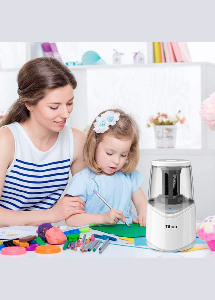 Точилка для олівців електрична Tihoo 8010 ( ) акумуляторна, біла Tenwin (327041781)