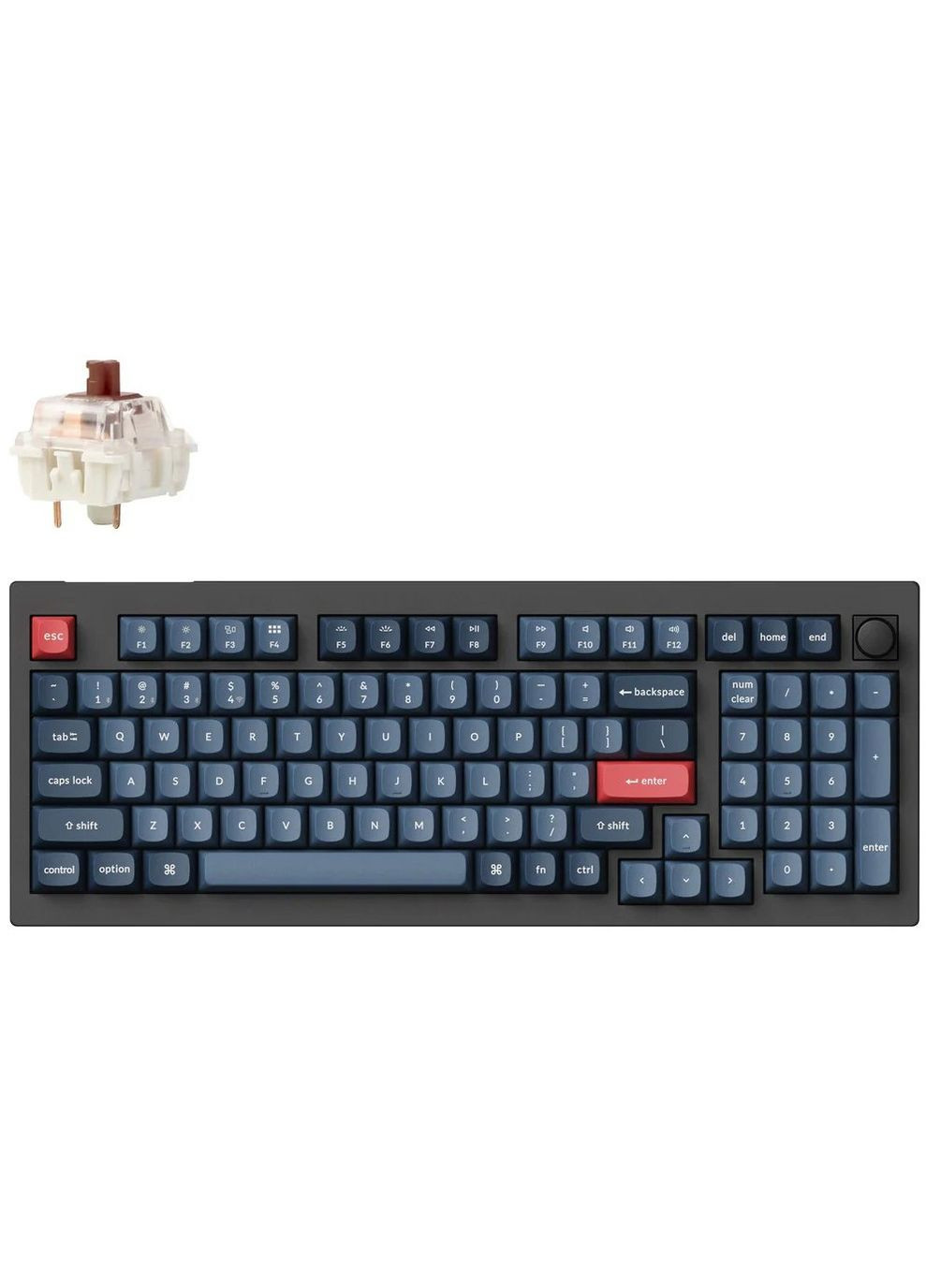 Клавіатура механічна V5 Max 100Key, Gateron Jupiter Brown, Knob, WL/BT/USB-A, Hot-Swap, QMK, EN/UKR, RGB, чорний Keychron (367854257)