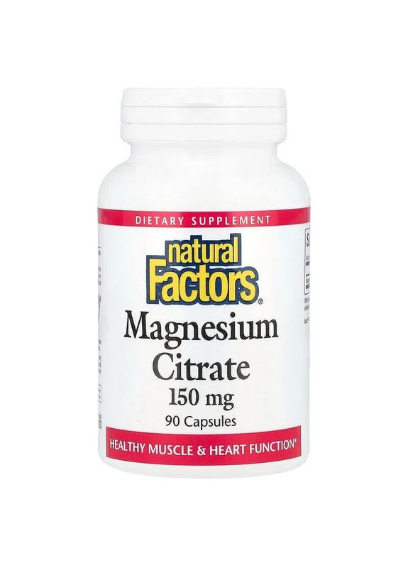 Цитрат магнію Magnesium Citrate 150 мг 90 капсул Natural Factors (361117160)
