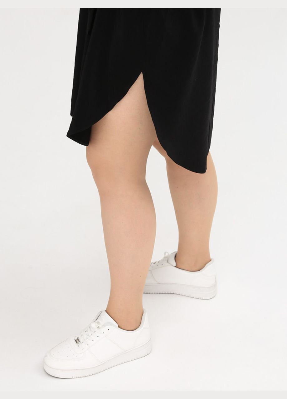 Чорна повсякденний сукня-сорочка жіноча чорна пряма сукня-сорочка MDG однотонна