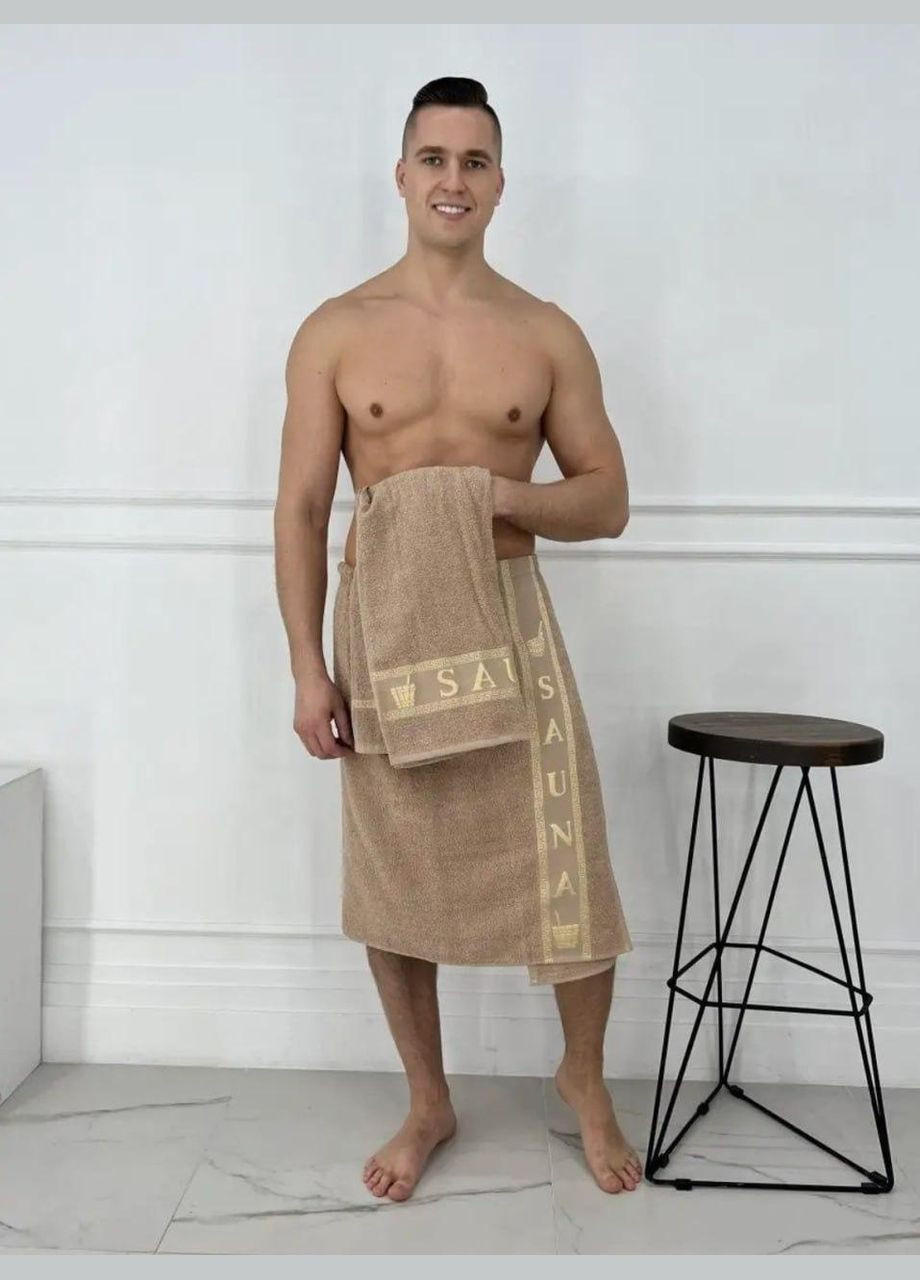 Набор в сауну для чоловіків 70х150 Капучино (П4К-am-mahra-m-002-2) No Brand світло-бежевий