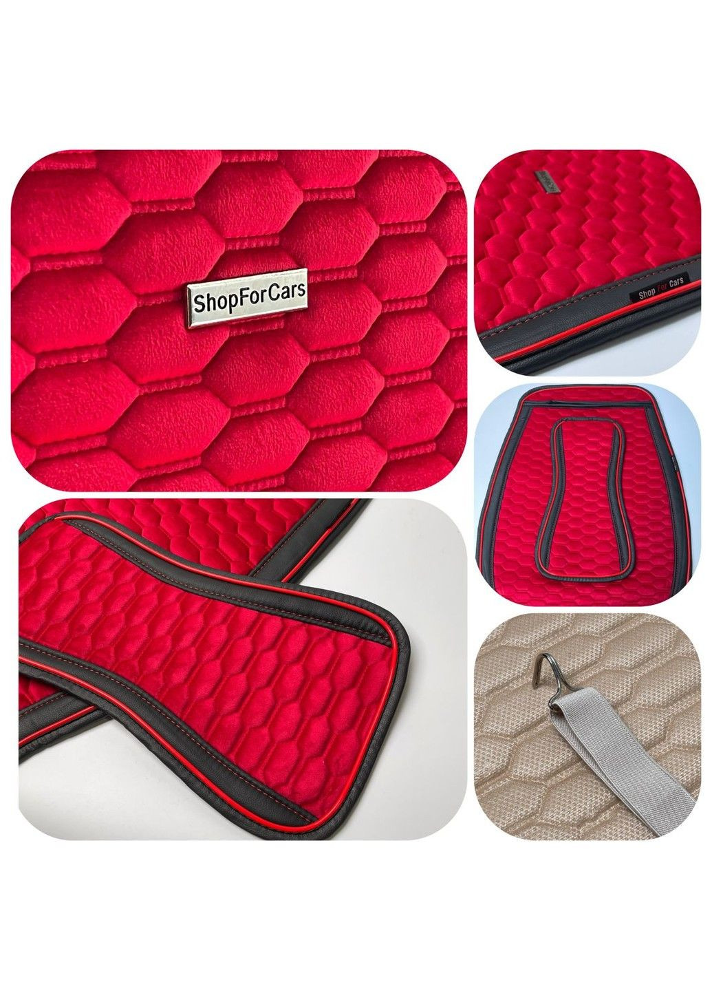 Накидки для передніх сидінь Алькантара Palermo Premium Чорні Червоний кант 2 шт S4C (338624764)