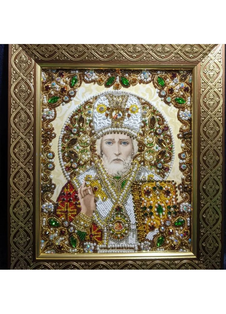 НАБОР ARHIBIS ЖК-4007 Святой Николай Чудотворец в жемчуге и кристаллах, набор для вышивания бисером иконы БЛАГОВЕСТ (369666248)