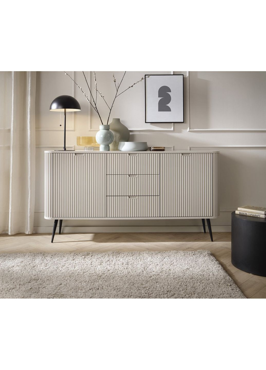 Комод Зова/Zova 2-дверный с 3 ящиками и черными ножками KSZ168 (PFH-091281) Perfect Home (367179112)