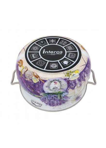 Кастрюля эмалированная 5.7 л 24 см глубокая с крышкой, Лаванда (16707) Interos (368774276)