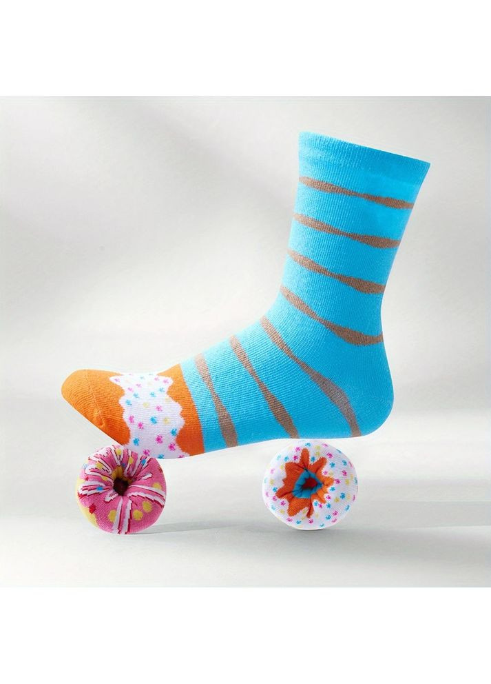 Комбинированные оригинальный подарочный набор носков в виде пончиков, 3 пары, в коробке, унисекс, 36–44 (363042486)