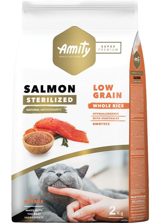 Сухой корм для взрослых стерелизованных кошек Super Premium Cat Sterilized Salmon с лососем 2 кг (8436600820922) AMITY (307981217)