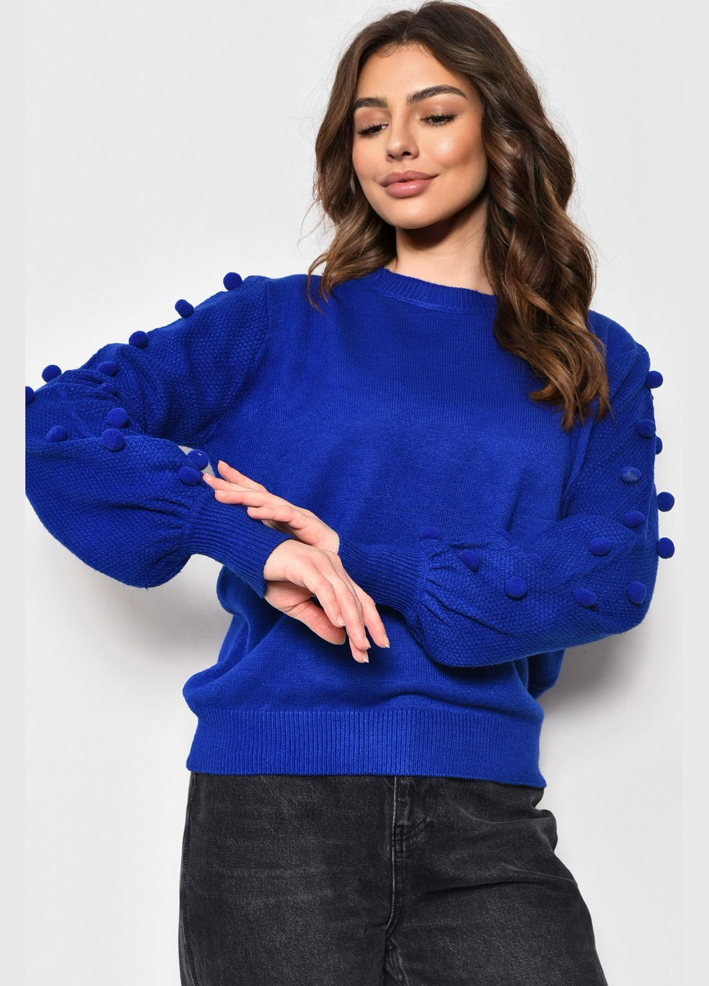 Синій зимовий светр жіночий синього кольору пуловер Let's Shop