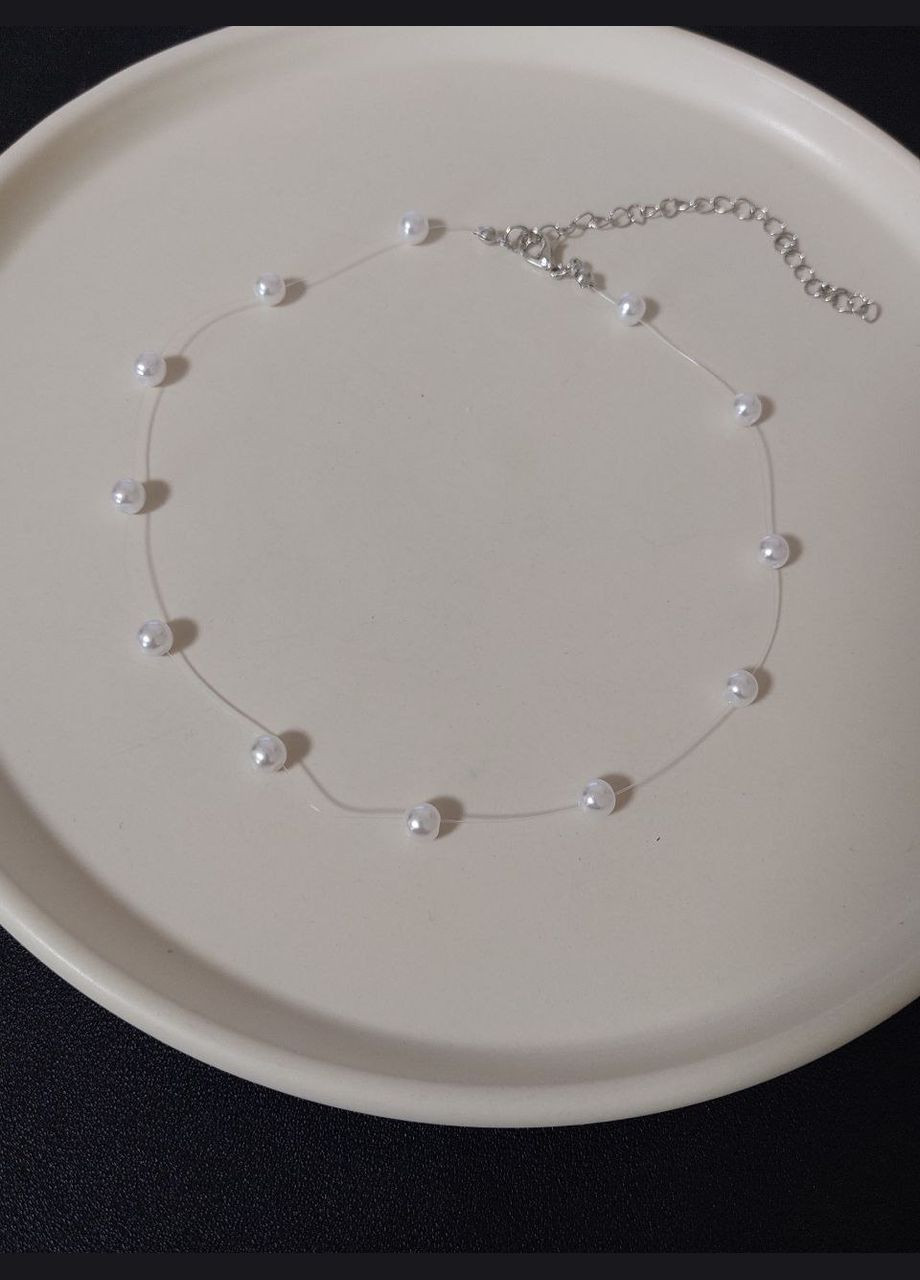 Чокер колье невидимка жемчужины MN0111 белый DeKolie жемчуг бижутерный сплав (347590243)