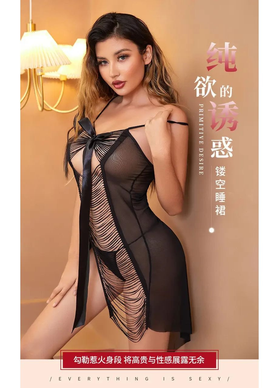 Шикарный пеньюар из мягкого кружева универсального размера. Кружевной пеньюар прозрачный со стрингами и бантом. China (361442016)