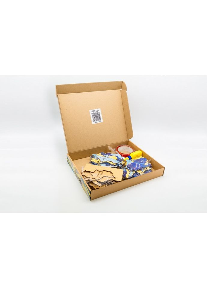 Дерев'яний пазл "Мапа України" Арт-60906 синьо-жовтий 60х90 см PuzzleOK (344447843)