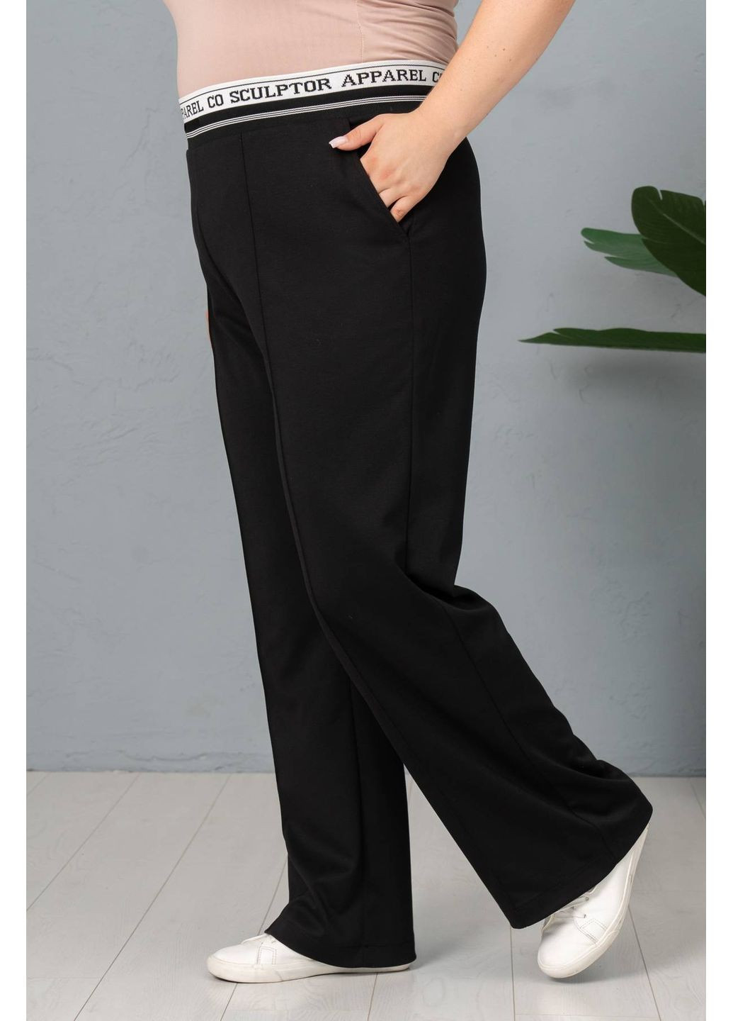 Трикотажные брюки АМЕЛИЯ черные 56 Tatiana (347580463)