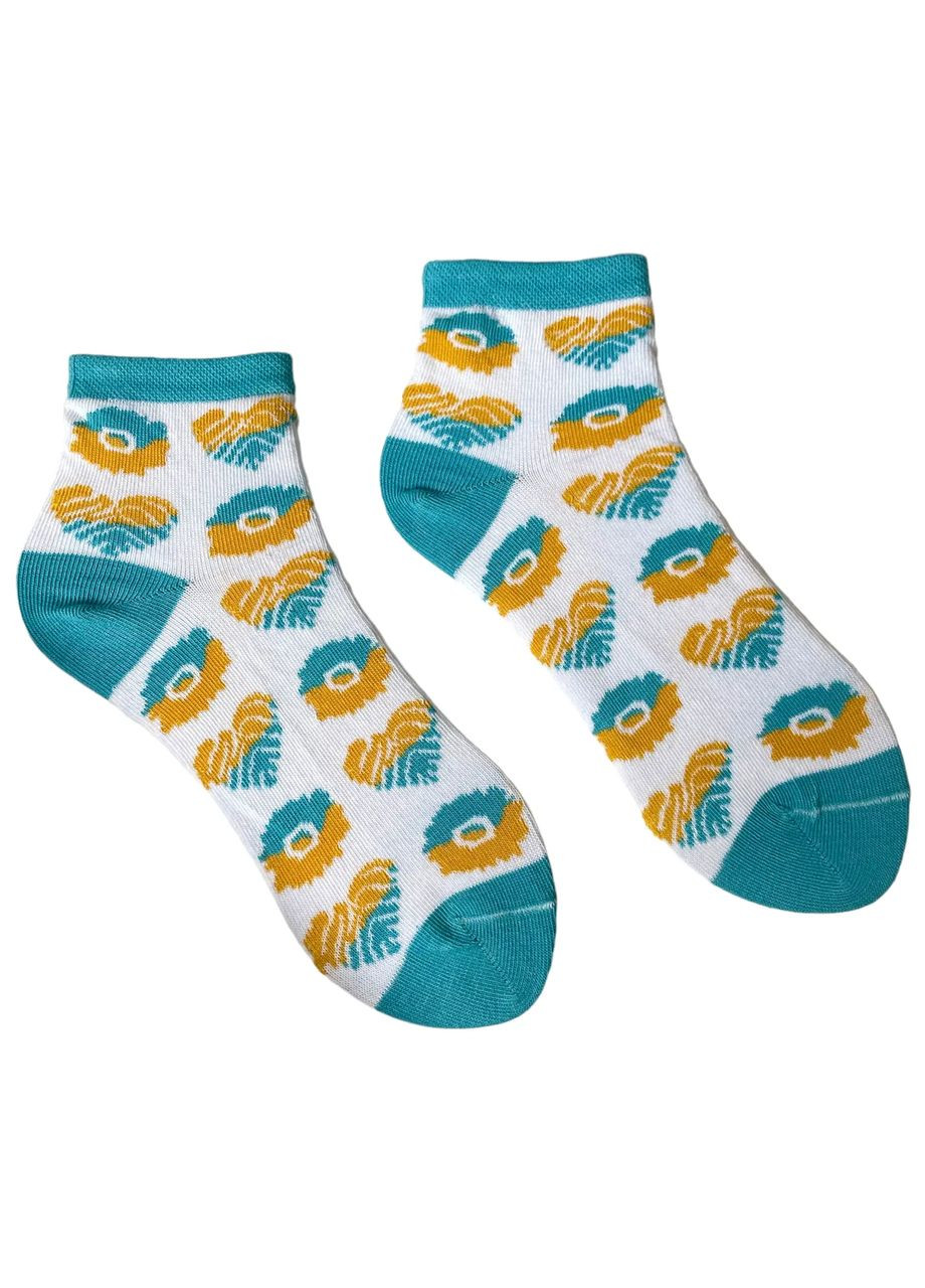 Белые носки женские "цветящиеся сердца" из индийского хлопка 213072 38-40 Слід Лева (315493538)