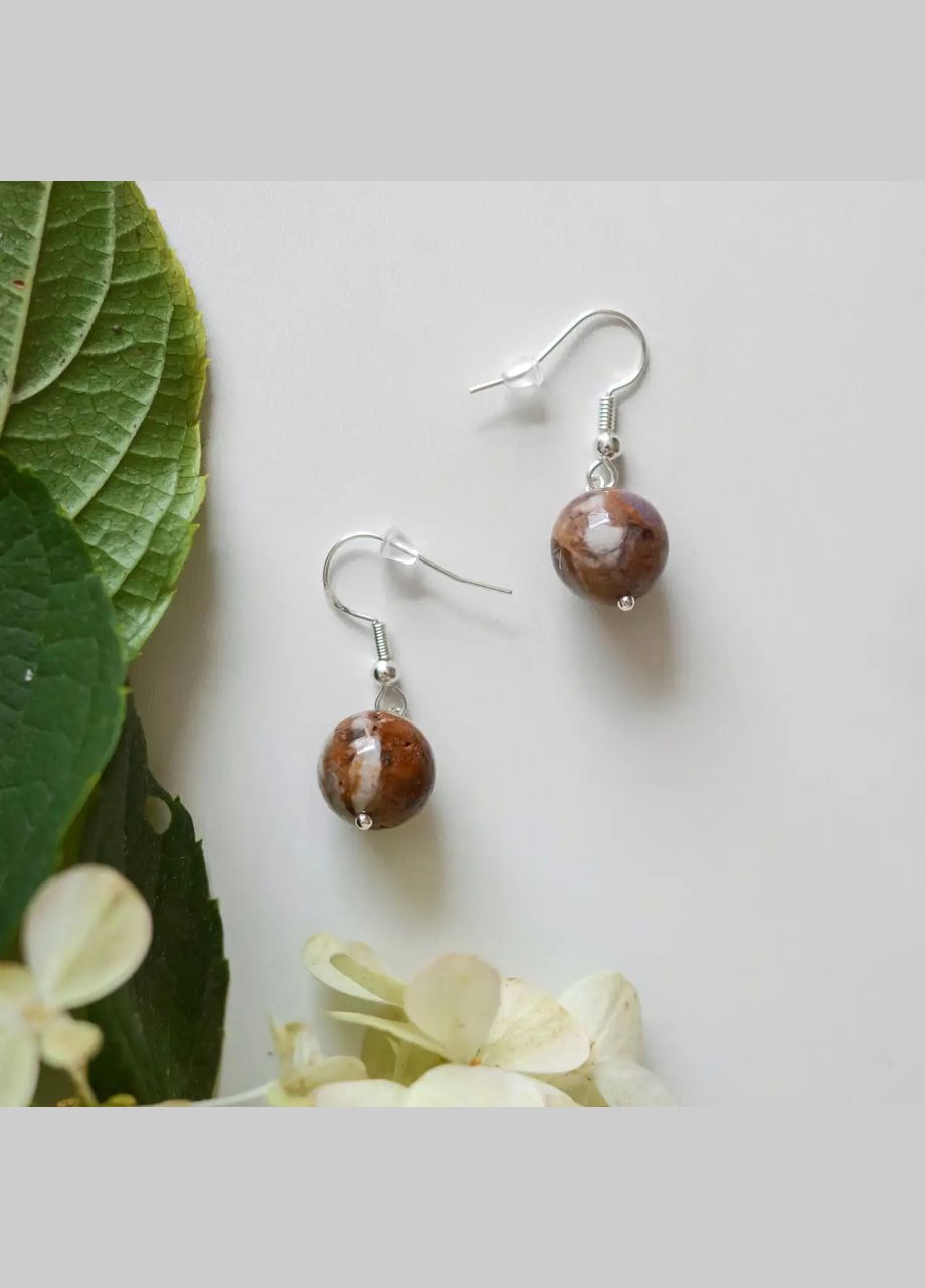 Сережки натуральний камінь Аметист Шеврон гладка кулька, швенза колір срібло фур-ра гіп-ний сплав d-10мм L-30мм No Brand Підвіски (305593765)