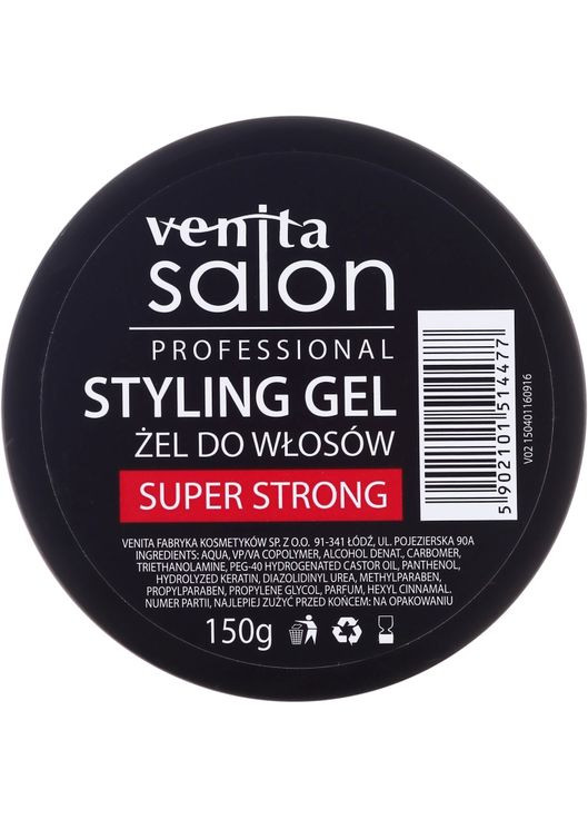 Гель для волос Salon Professional Styling Gel Super & Mega Strong 150g (540313-95590) Venita (368639476)