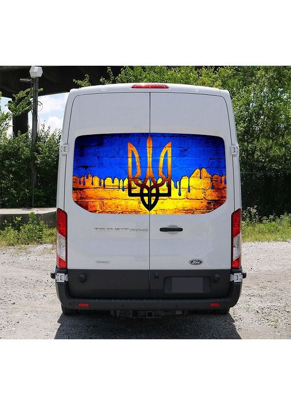 Наклейка на заднє скло 3D TUNING STUDIO Тризуб прапор України 1480х700х0.18мм No Brand (362499305)