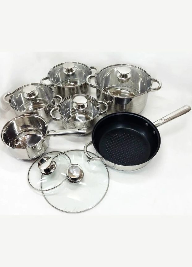 Набор кастрюль UN-5037 12 пр (16, 16, 18, 20, 24, сковорода 24 см) (1756375377) Unique (333828178)