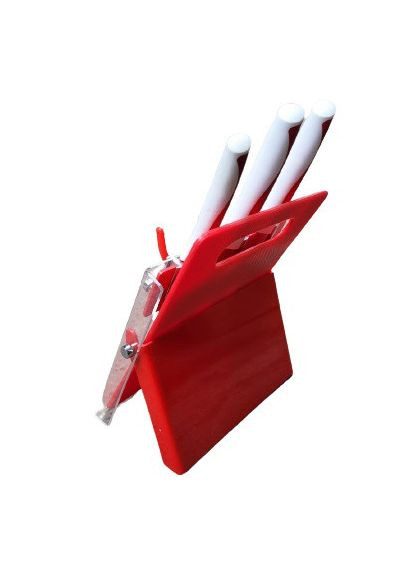 Набір ножів RL-KT05ST з нержавіючої сталі з керамічним покриттям з підставкою Червоний Royalty Line червоний,