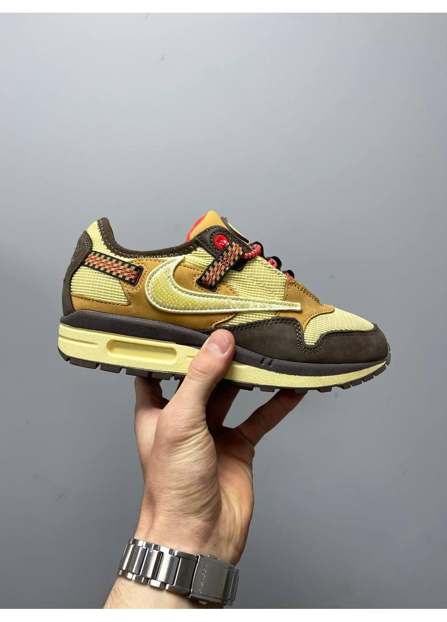 Бежеві Осінні кросівки чоловічі nike air max 1 travis scott cactus jack baroque brown найк аір макс No Brand