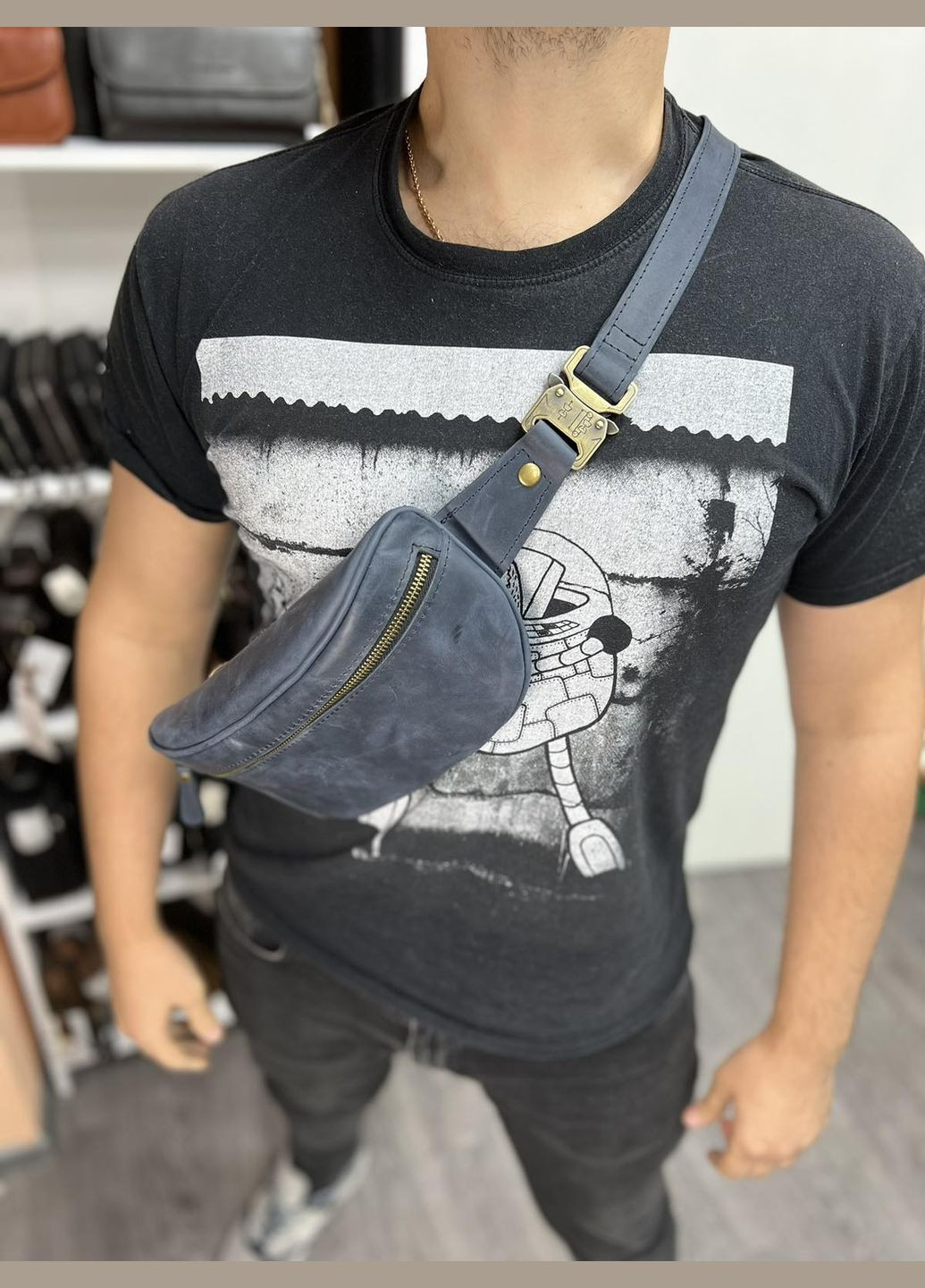 Синяя кожаная сумка на пояс N40298KB Newery (303830666)