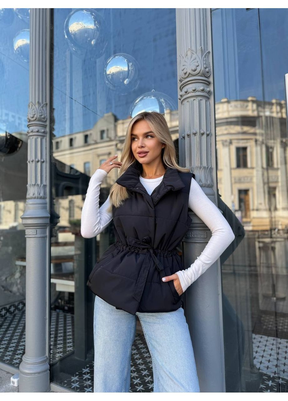 Осенняя жилетка женская на кнопках с кулиской (Замеры в описании) GD/GL Модний простір (366883306)