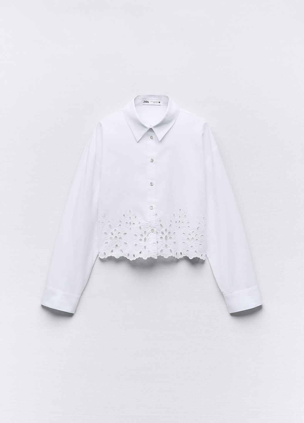 Белая праздничный рубашка с цветами Zara