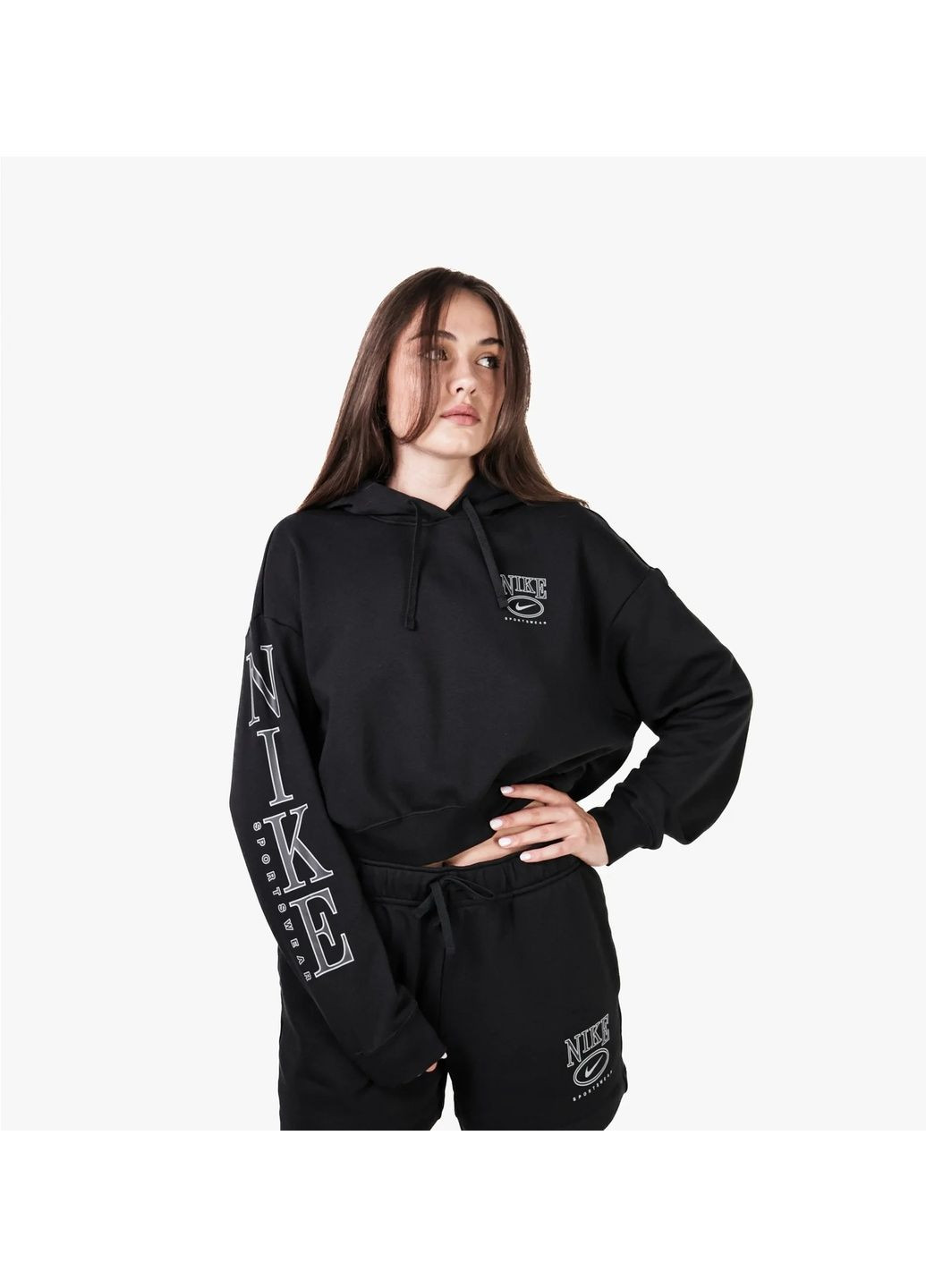 Худі унісекс Sportswear Club Fleece Oversized Graphic Crop Black Nike (364839298)