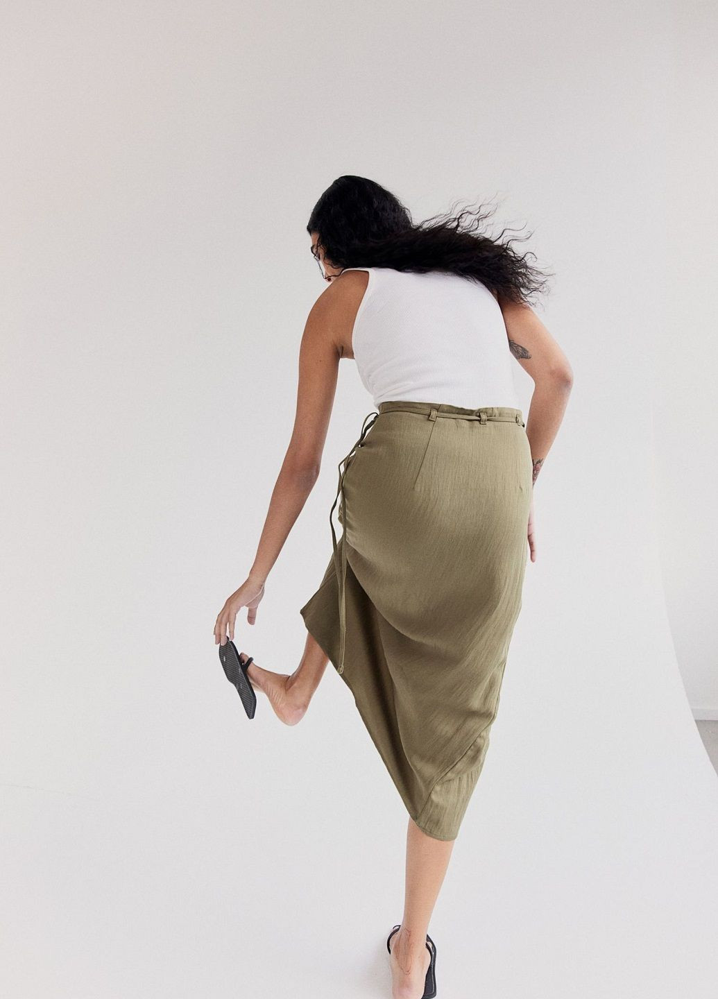 Оливковая (хаки) кэжуал однотонная юбка H&M