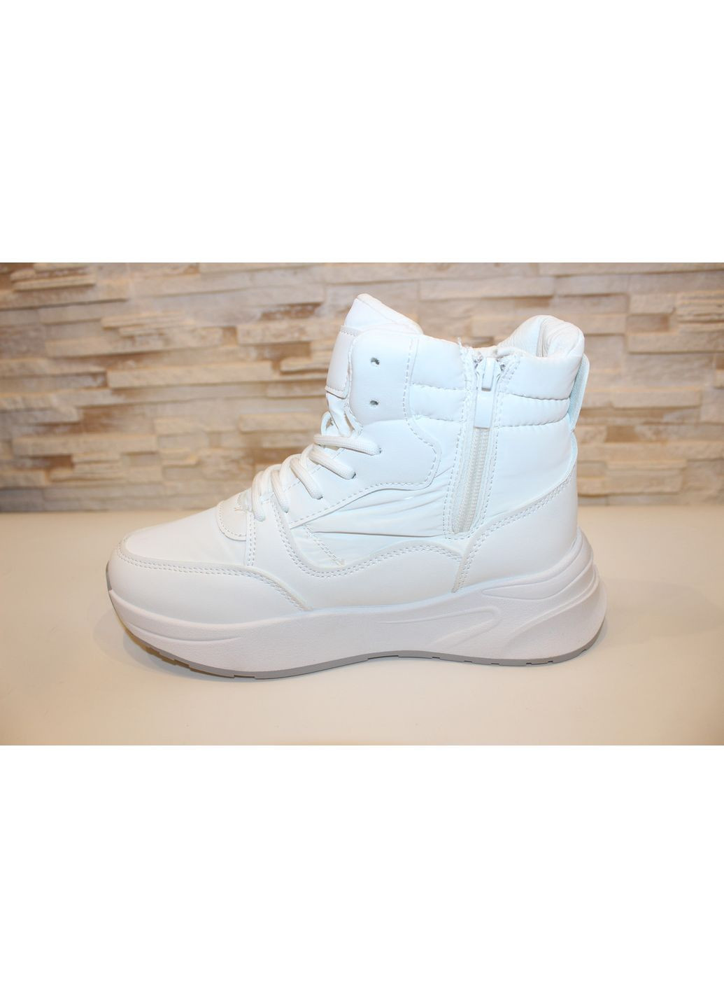 Зимние ботинки женские зимние белые No Brand без декора из искусственной кожи, плащевка