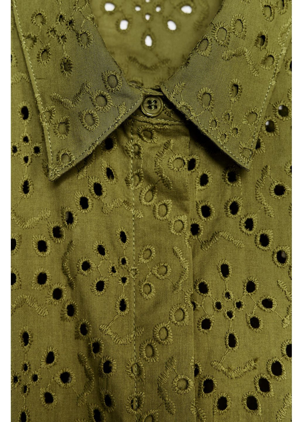 Хакі сорочка zw collection із прорізною вишивкою Zara