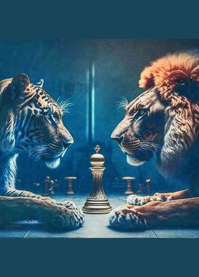 Алмазна мозаїка "Тигр з левом" HEE13830 No Brand (339782316)