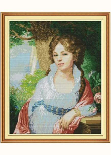 Набір для вишивання за нанесеною на канву схемою "Girl Painting".AIDA 14CT printed, 48*57 см Joy Sunday (313613391)