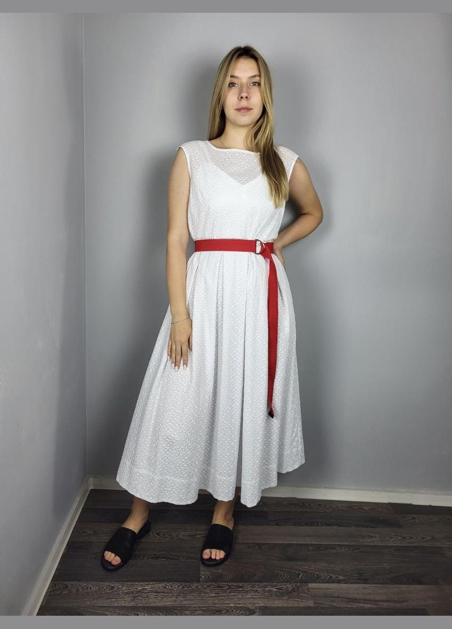 Белое коктейльное платье женское из прошвы белое лиа mksn2272-04 Modna KAZKA