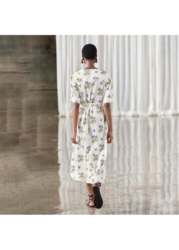 Белое платье zw collection с принтом Zara