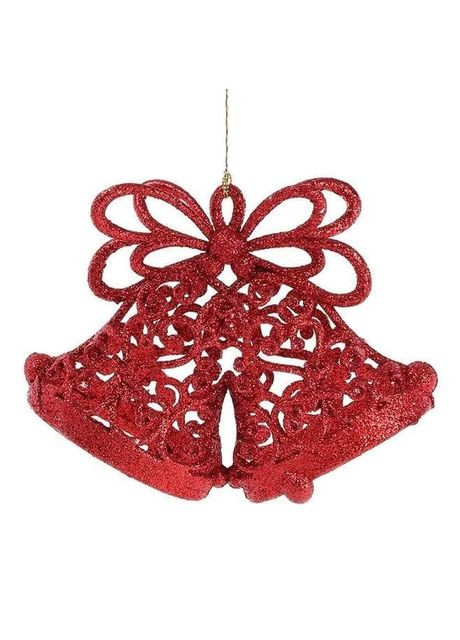 Прикраси на ялинку, підвіска новорічна Дзвіночки Червоний (788-534), набір 3 шт, ялинкові іграшки Flora (311201509)