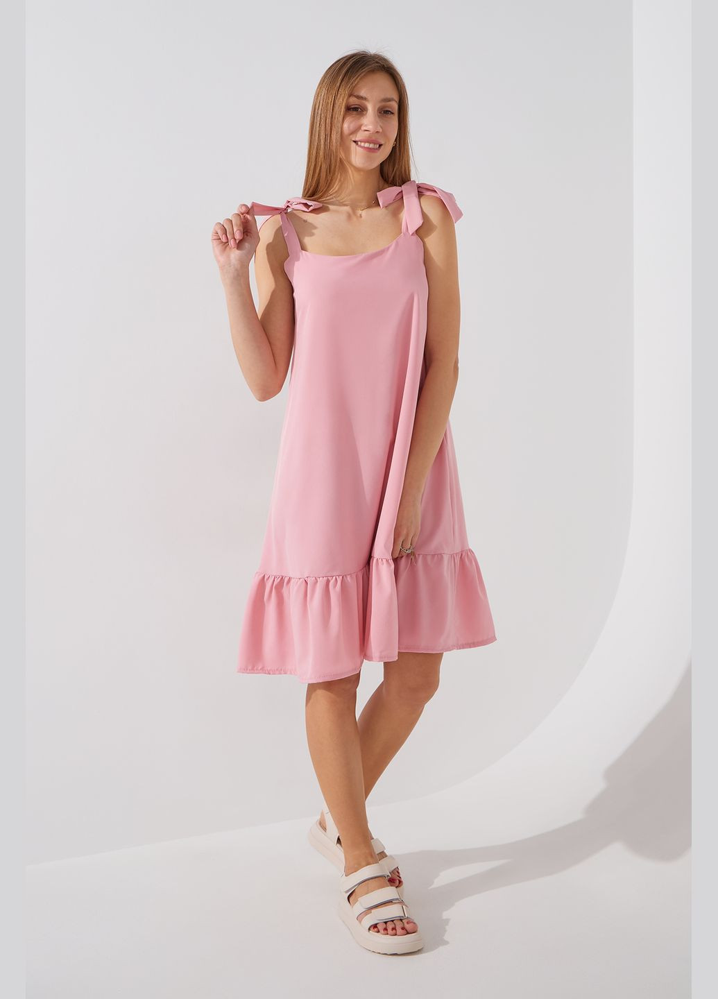 Летний женский сарафан однотонный женский 964 пудровый shop (2000990999115) On me однотонный