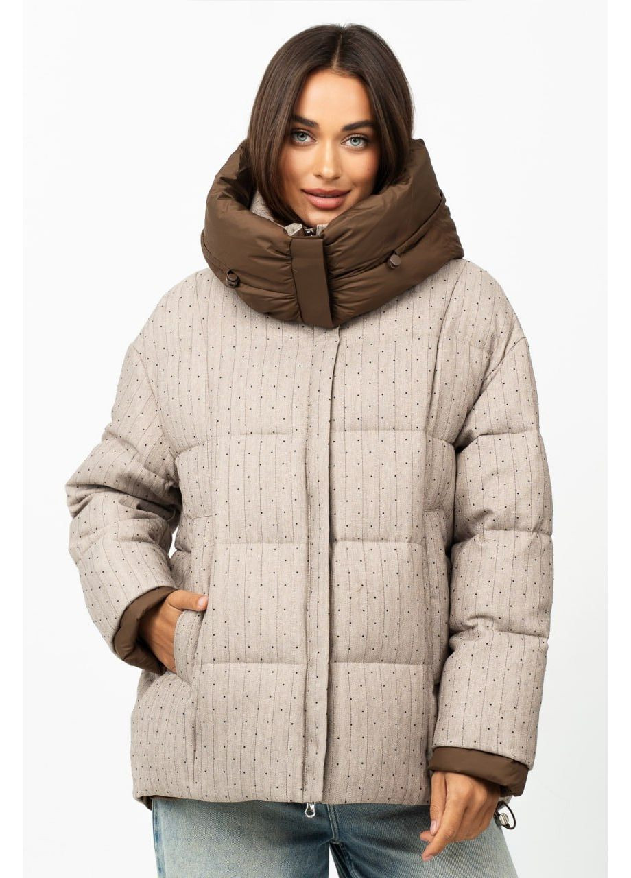 Бежева зимня куртка-пуффер спорт-шик Fodarlloy