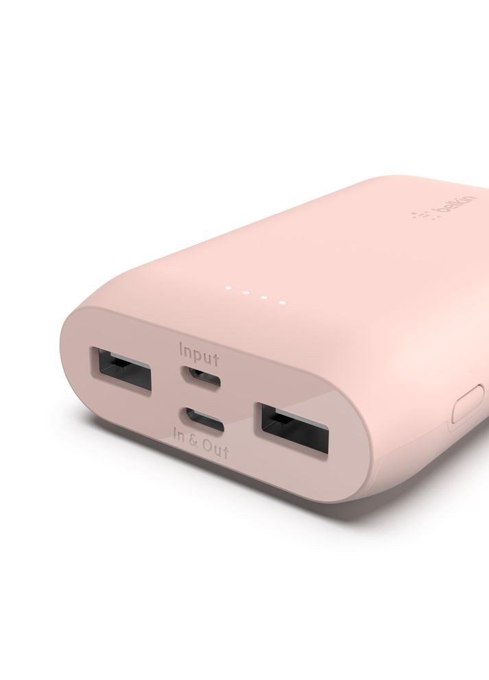 Портативний зарядний пристрій 10000mAh, 15W USB-C IN/OUT, MICROUSB IN, USB-A OUT rose gold Belkin (370754964)
