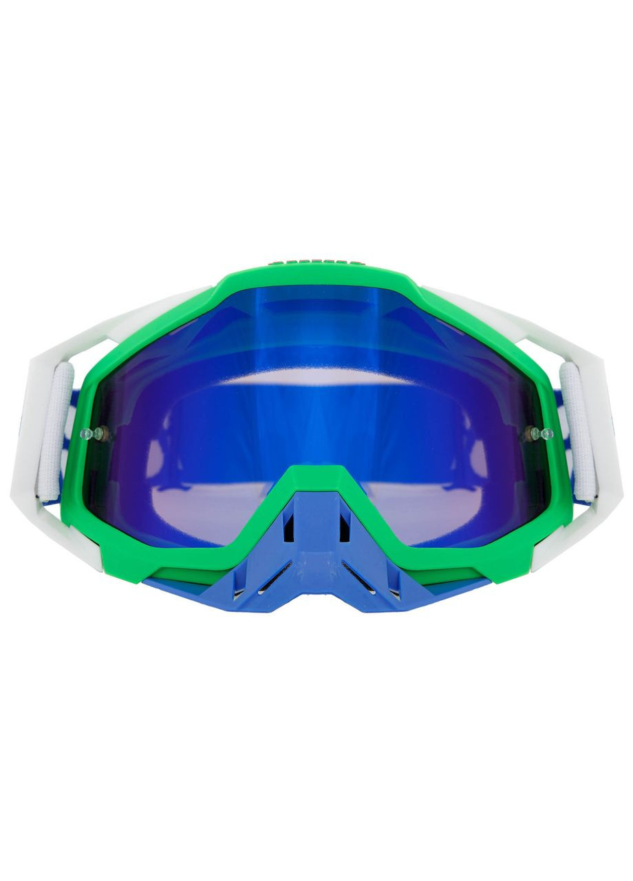 Лыжные очки, (маска) затемненный визор (TPU, PC, цвет оправы-салатово-синий) (M-8587) SP-Sport (361435480)