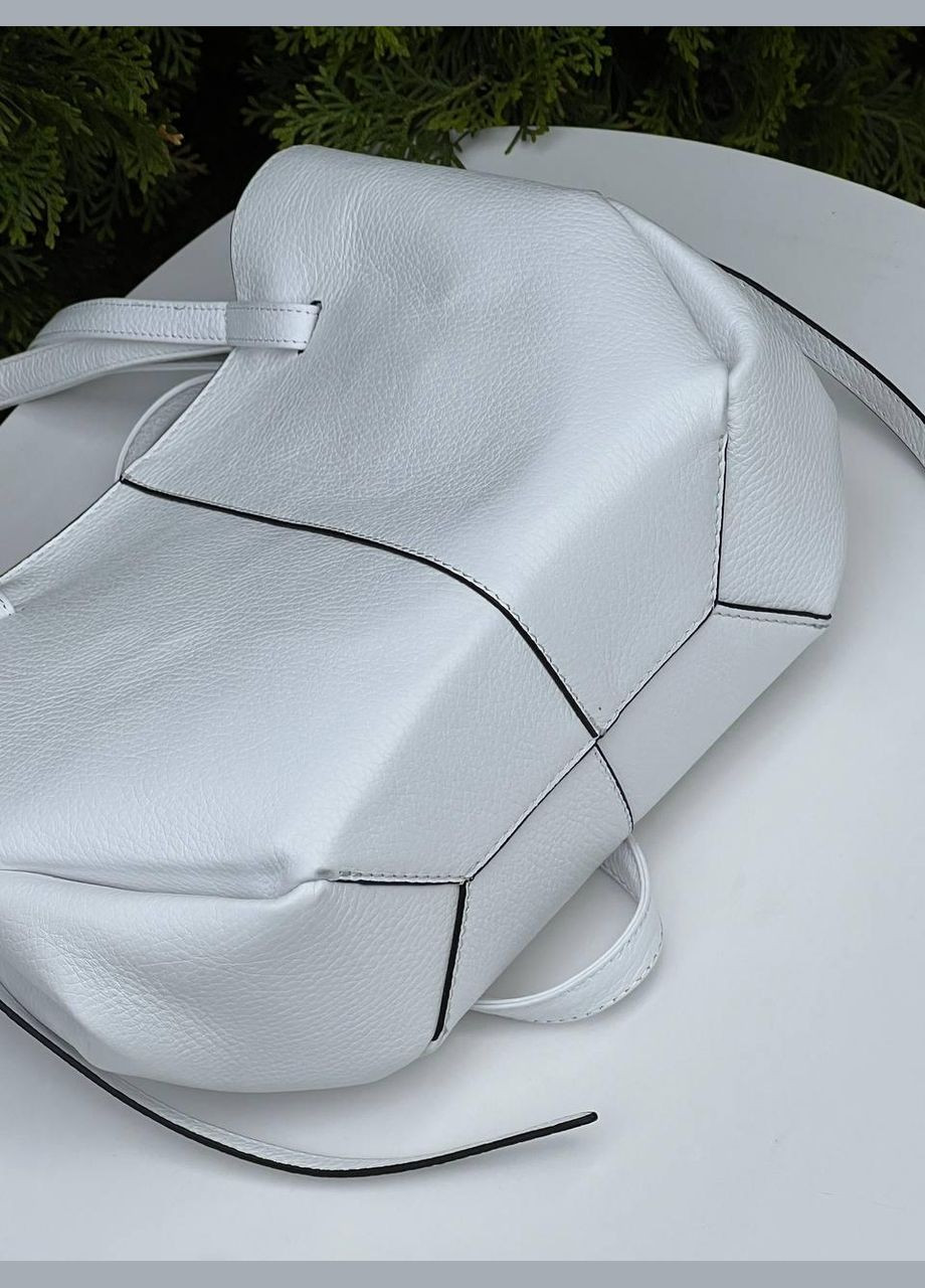 Женская сумка натуральная кожа два в одном Турция Кагуя белая с бежевой косметичкой Karya (341322779)