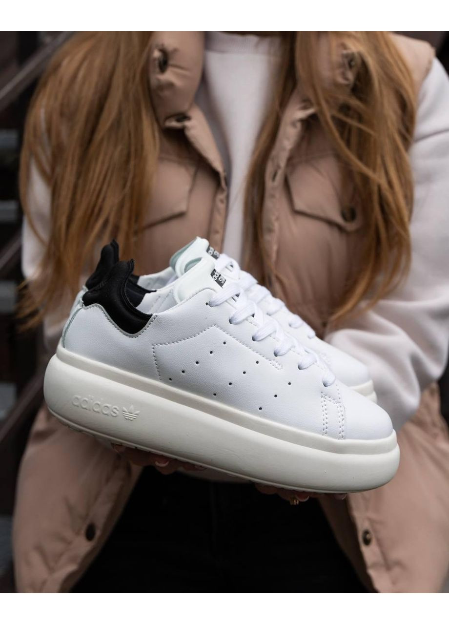 КРОССОВКИ ЖЕНСКИЕ ADIDAS STAN SMITH PF WHITE BLACK АДИДАС No Brand чёрные демисезоны (367177126)
