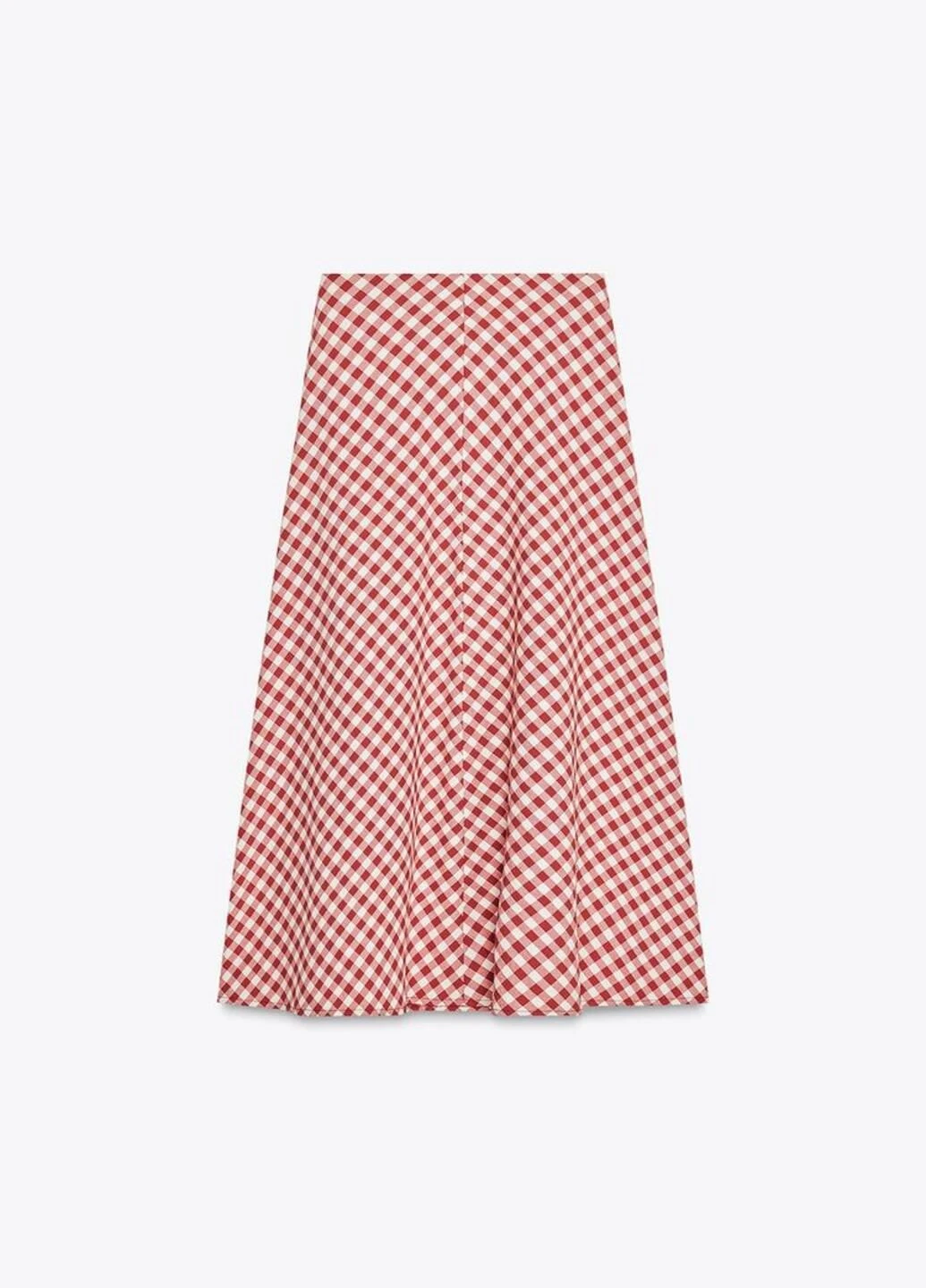 Разноцветная в клетку юбка Zara