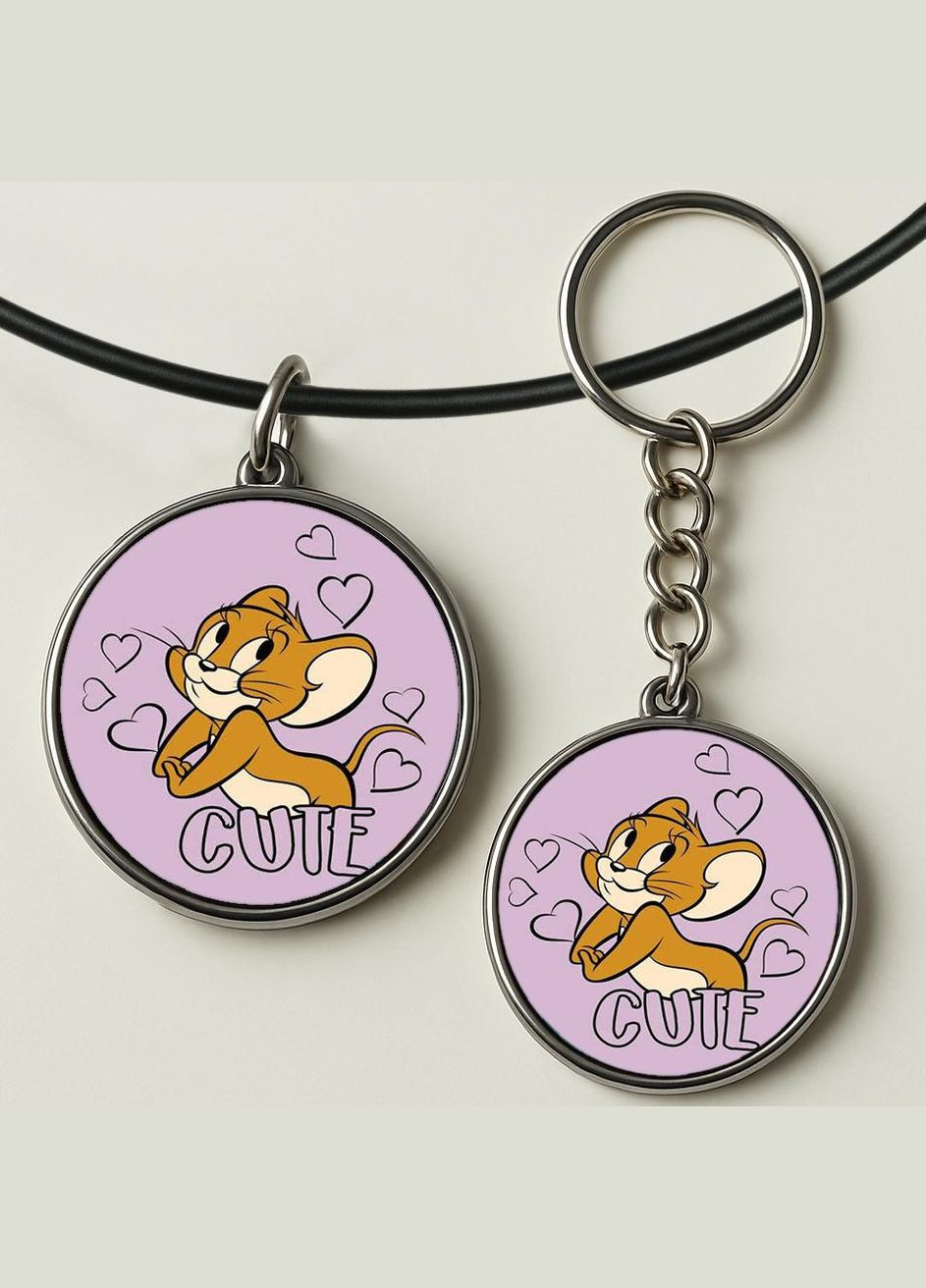 Набір підвіска (кулон) та брелок Том и джері #02 (подарунковий набір) No Brand (332633410)