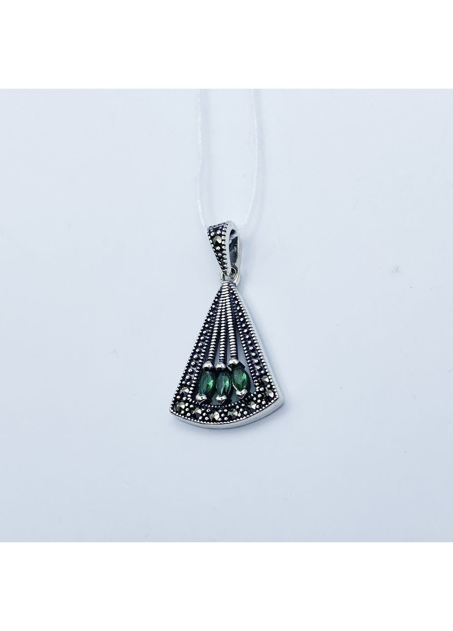 Кулон серебряный с изумрудом и марказитом 2,17 г No Brand (369737165)