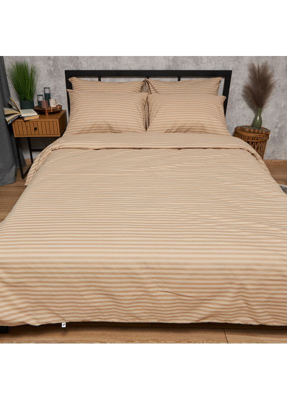 Комплект постельного белья Бязь Gold Люкс Полуторний Евро 160х220 наволочки 4х50х70 (MS-820009753) Moon&Star Sand Lines (356114733)