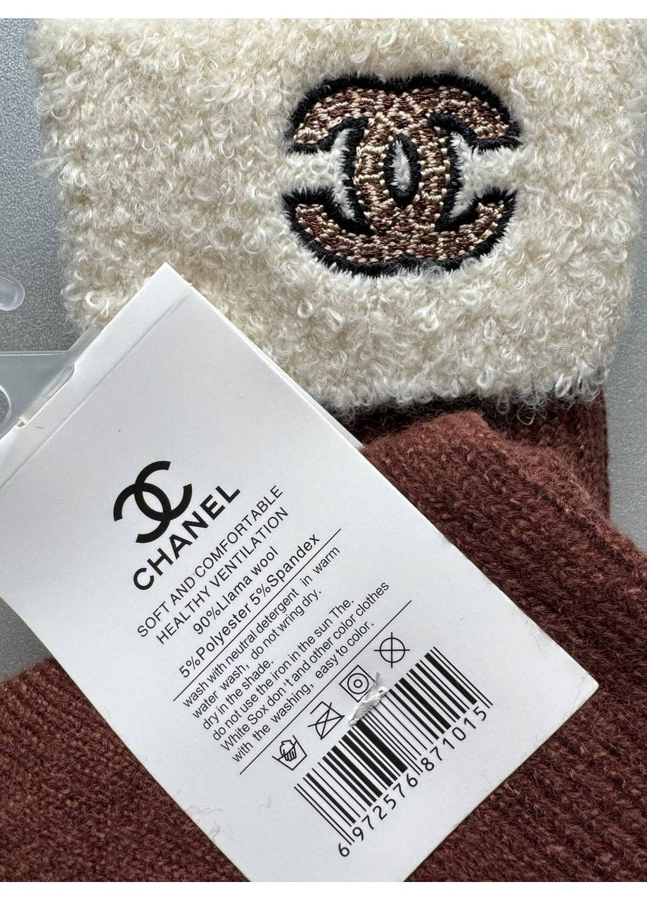 Світло-коричневі 1 пара високі теплі стильні з пухнастим манжетом (368754457)