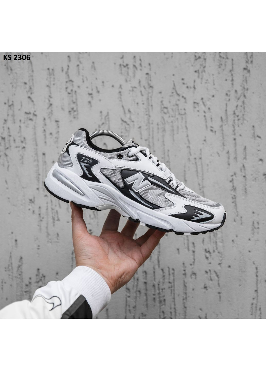 КРОССОВКИ ЖЕНСКИЕ NEW BALANCE 725 WHITE GRAY НЬЮ БЕЛАНС 725 No Brand белые демисезоны (368867651)